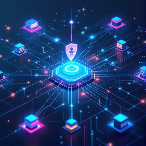 Conceptual visualization of a flat internal network where a single authenticated user node can move laterally to many servers and databases, shown without labels, using glowing connection lines