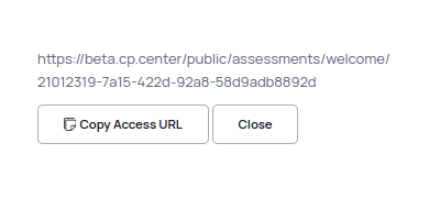 Screenshot of step 2: A link to the assessment is displayed, ready to be shared with the candidate via any communication channel.